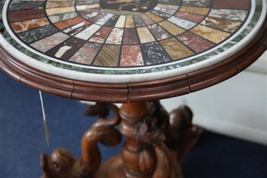 A 19th century Italian specimen marble top centre table, Diam. 2ft 5in. H.2ft 5in